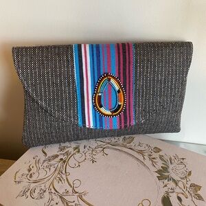 Stylish Black and Multicolor Beaded Clutch